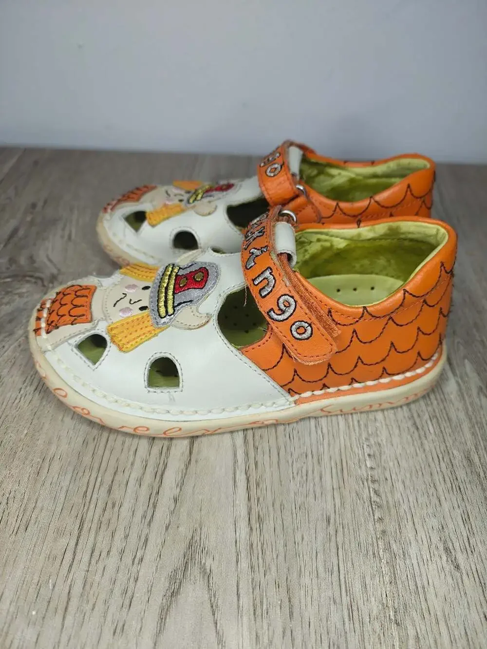 Garvalin Toddler Boys Viking Leather Sandals EU 25 US 8.5 Orange White Closed To